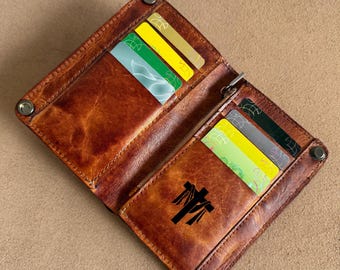 Custom Top-grain Leather Wallet, Retro Men's Purse with multiple Card Slots and Multi-functionality