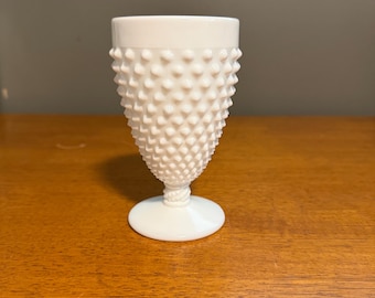 Vintage Fenton Art Glass Hobnail Milk Glass Goblet