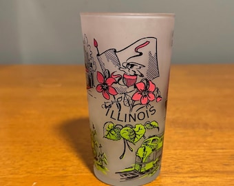Vintage Milchglas Souvenir Becher aus Illinois von Hazel Atlas