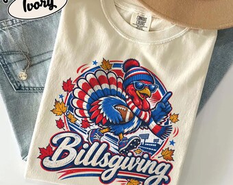 Billsgiving Shirt, Buffalo NY Football Turkey Graphic Tee, Thanksgiving Game Day T-Shirt, Retro Fall Football Fan Gift, Comfort Colors Ivory