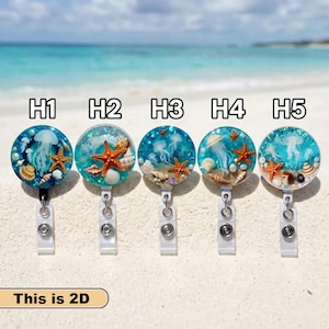 Porta credenciales con forma de océano, porta credenciales playero con cuentas, lindo porta credenciales de verano, regalo para enfermeras, porta credenciales médicas para enfermeras registradas, accesorio para trabajadores de la salud