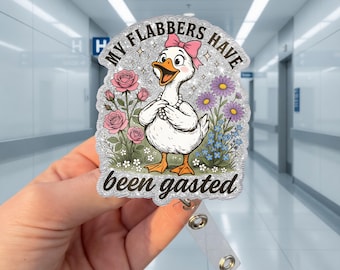 Porta-crachá retrátil "Ganso Bobo", Porta-crachá "Meus Flabbers Foram Gastados", Porta-crachá "Enfermeira Engraçada", Puxador de Crachá Retrátil