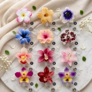 Orchid Flower Badge Reel, Pansy Floral Retractable Badge Holder, Hibiscus Nurse Badge Reel, Cute RN CNA Teacher ID Holder