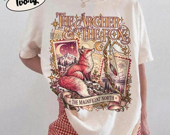 The Archer & The Fox Shirt, Celestial Red Fox Graphic Tee, Vintage Woodland Nature T-Shirt, The Magnificent North, Comfort Colors Ivory Gift