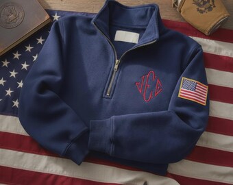 Embroidered J.E.E. Monogram Quarter Zip Sweatshirt, Meme Inspired Unisex Pullover, Custom Initial Embroidery Crew