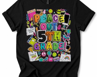 Peace Out 5th Grade Graduation Last Day School PNG, Fifth Grade Grad Design, Girls School Shirt, kids summer break Design, Sublimation File