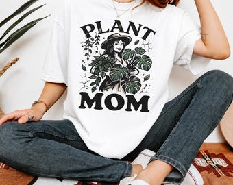 Plant Mom PNG, plants, Plant Lover Gift, Botanical Graphic Tee, house plants,mom gifts, indoor plants, vintage, Indoor Gardener Tee