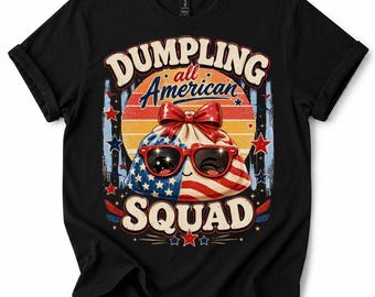 Vintage Dumpling Squad Funny Soup Dumplings Asian Cuisine PNG, American Dumpling png, Funny 4th of july sublimation design , Cute 4th PNG