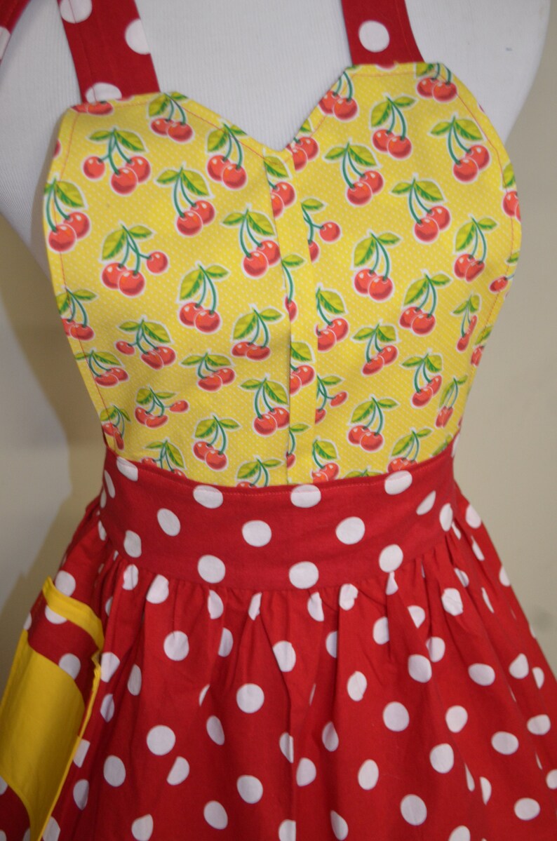 Ready to Ship As Pictured Full Cooking Apron Cherry Apron