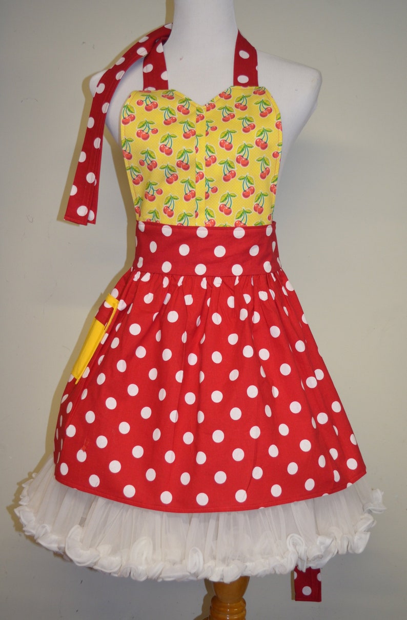 Ready to Ship As Pictured Full Cooking Apron Cherry Apron