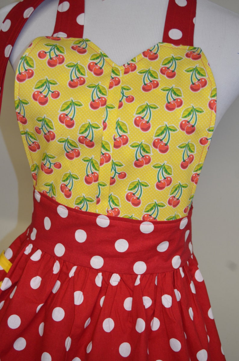 Ready to Ship As Pictured Full Cooking Apron Cherry Apron