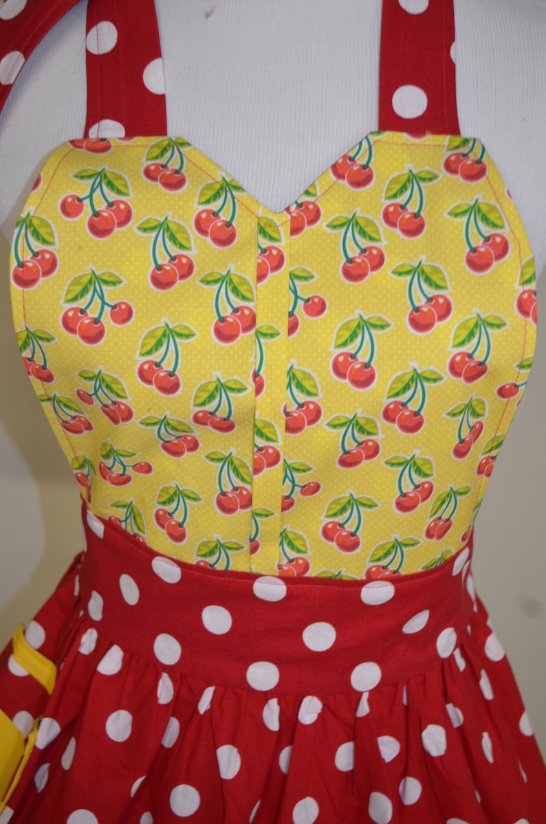 Ready to Ship As Pictured Full Cooking Apron Cherry Apron