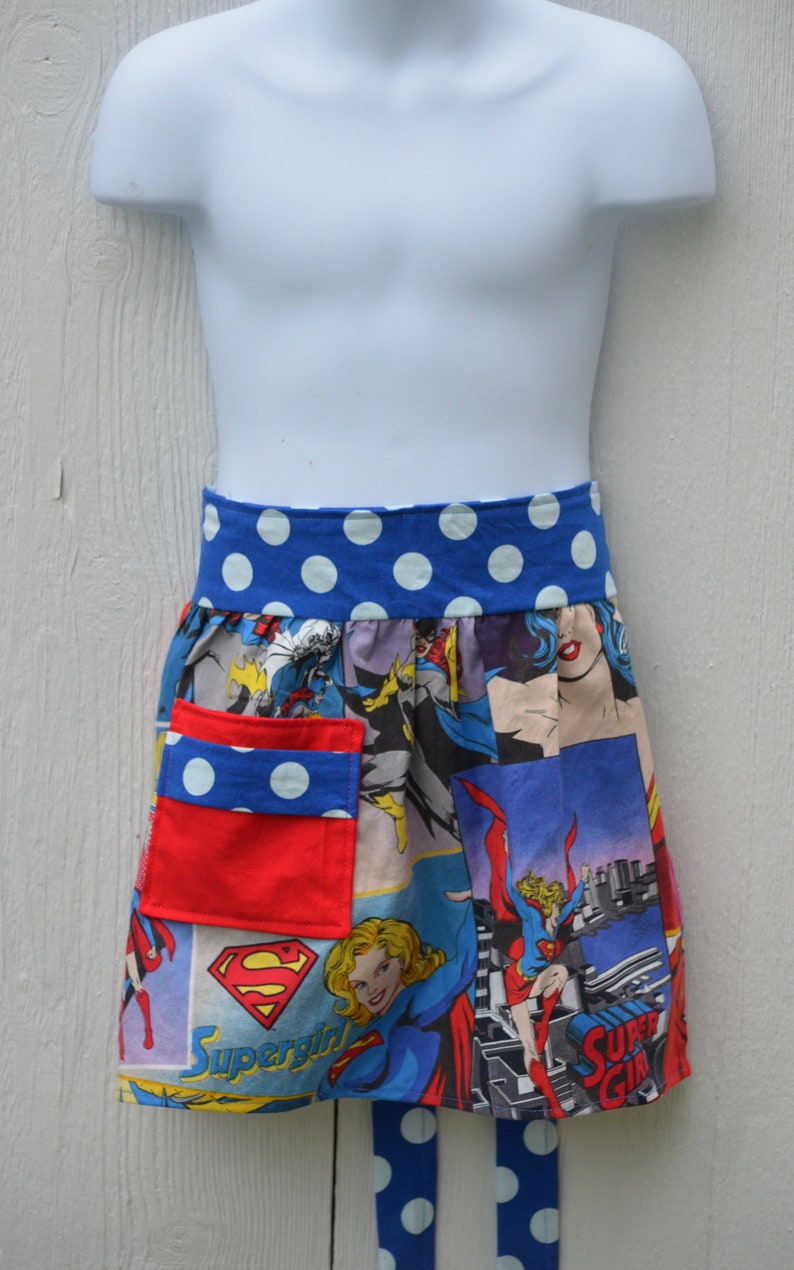 Girl Super Hero Apron Little Girls Apron Ready to Ship
