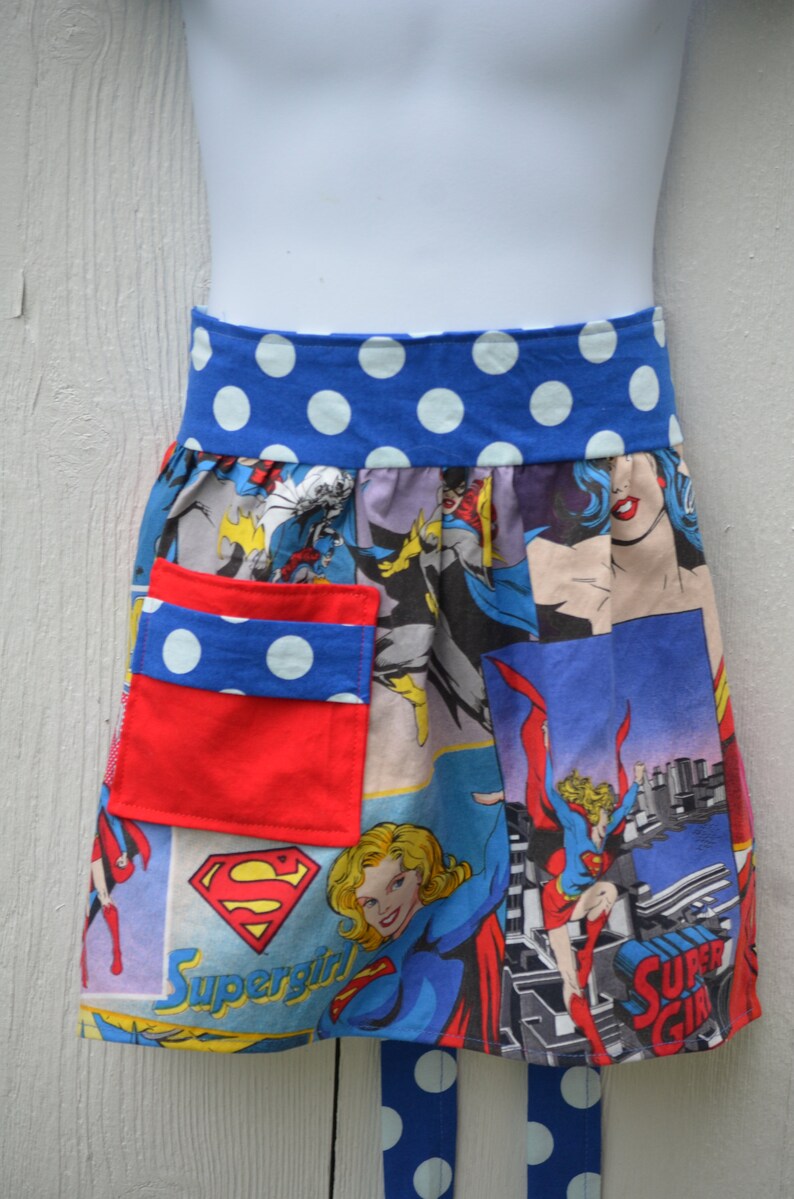 Girl Super Hero Apron Little Girls Apron Ready to Ship