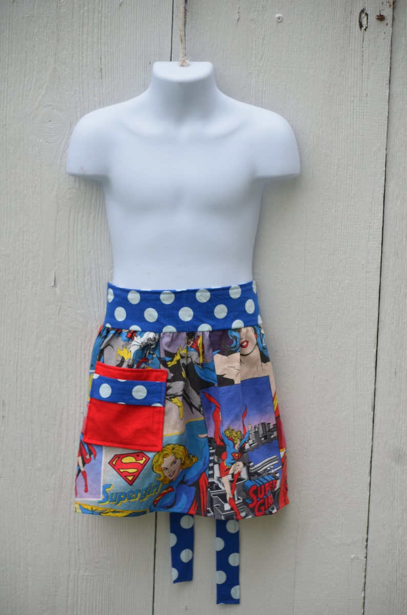 Girl Super Hero Apron Little Girls Apron Ready to Ship