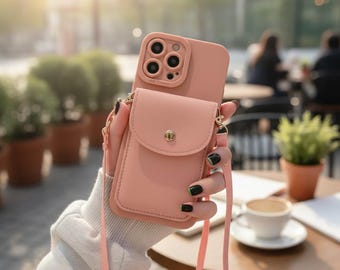 Leather Crossbody iPhone Case with Card Holder – Wallet Phone for iPhone Series