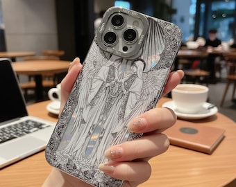 Retro Cupid Angel iPhone Hülle, Aurora Glitter Schutzhülle, Luxus-Objektivschutz