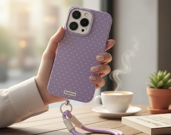 Polka Dot iPhone Hülle, Minimalistische Handyhülle, stoßfester Schutz, Lanyard Option
