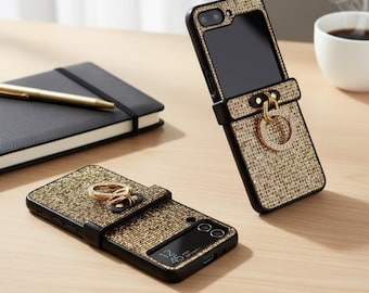 Luxus Strass Ring Hülle für Galaxy Z Flip, Diamant Bling Cover Halter