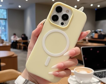 Matte Candy Color magnetische iPhone Hülle mit Ständer, stoßfest kabelloser Ladeschutz