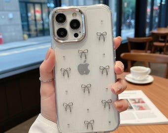 Glitter Bow iPhone Hülle | Klare Silikonhülle, voller Schutz
