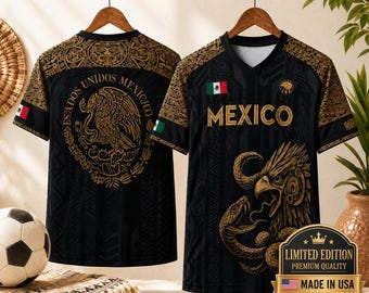 Mexico Soccer Jersey Shirt, Mexican Eagle Snake Graphic Jersey, Aztec Style Football Fan Tee, Mexico Pride Gift for Men Women