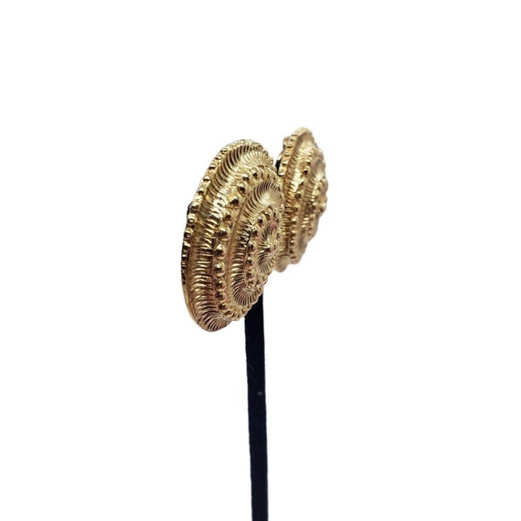 Vintage ST JOHN Earrings Big Round Swirl Snail Sh… - image 3