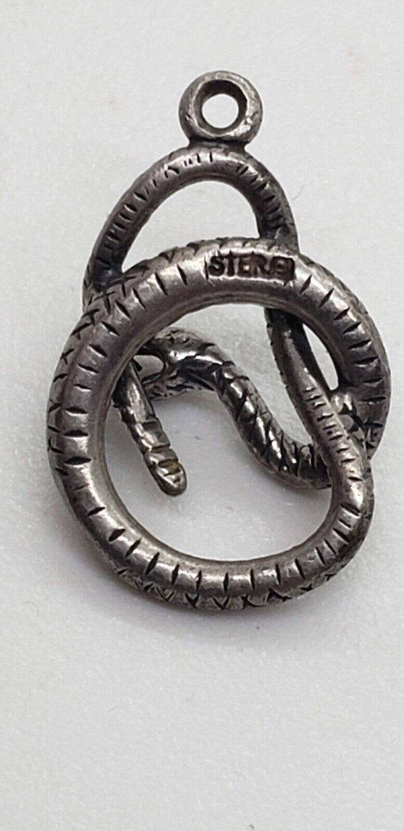 Solid 925 Sterling Silver Coiled Snake Serpent Pe… - image 5