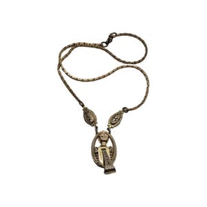 antique victorian necklace watch fob charm gold plated sterling silver chatelaine vintage collectible ornate jewelry gift