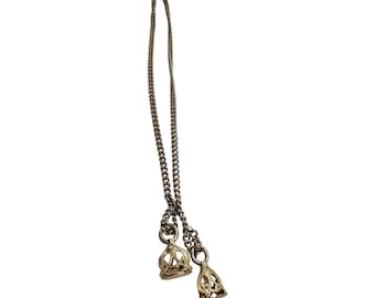 Vintage Emmons Fob Lariat Necklace: 1950s Gold Tone Victorian Style