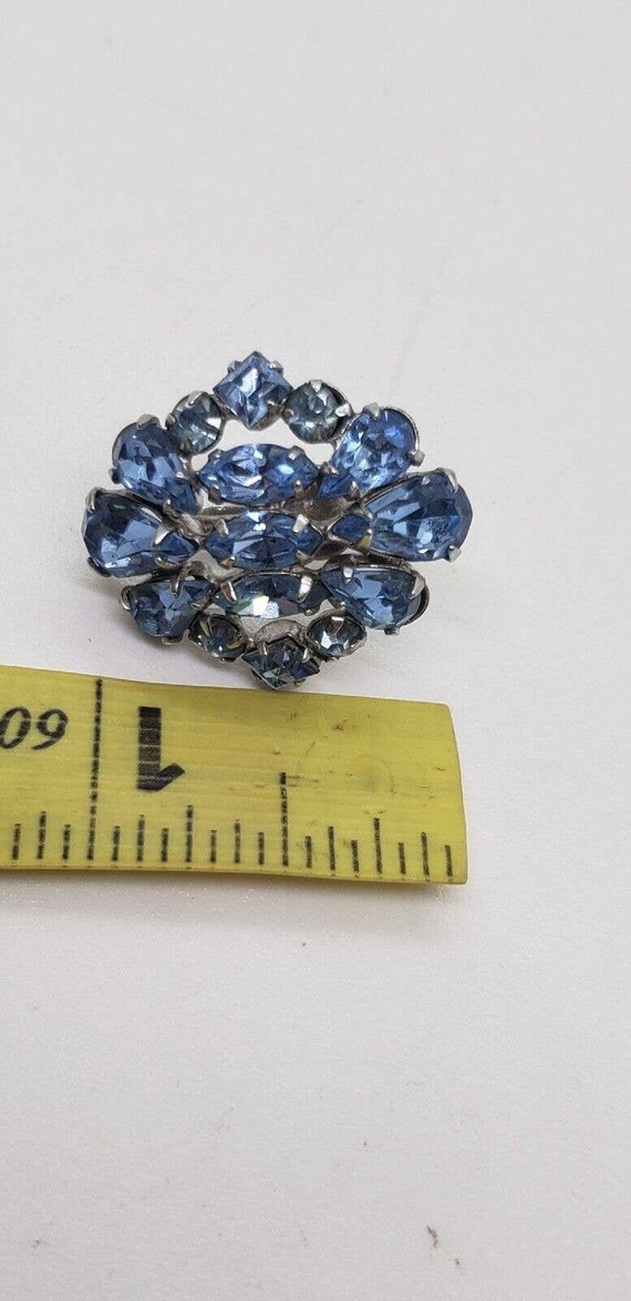 Vintage Earrings Rhinestone Baby Blue Rhodium Pla… - image 9