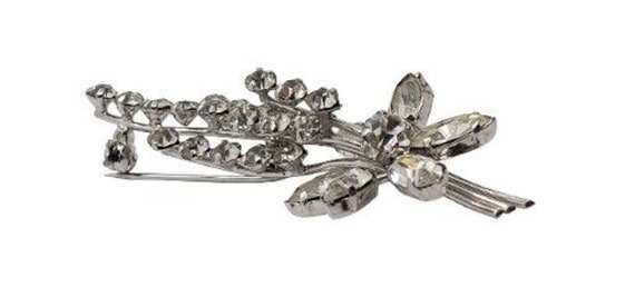 Vintage Clear Rhinestone Brooch Austria Long Stem… - image 6