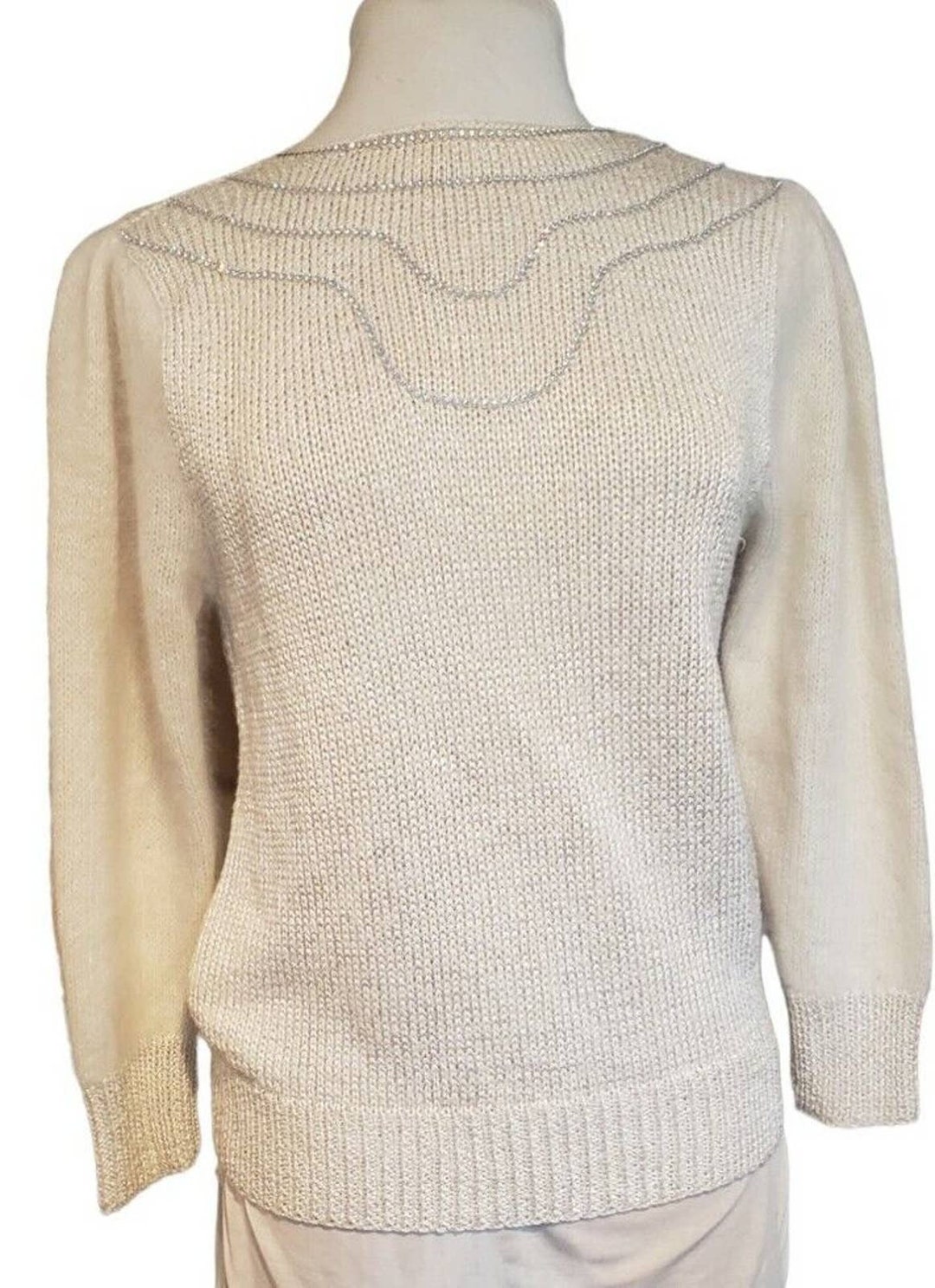 Vintage Nannell Ivory Sweater Fuzzy Angora Sleeves Rhinestone - Etsy