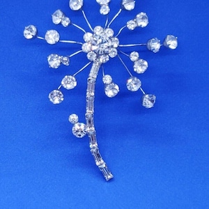 RARE Vintage Weiss Signed Brooch Flower HUGE Clear Rhinestone Starburst MCM Sunburst Gift Bride