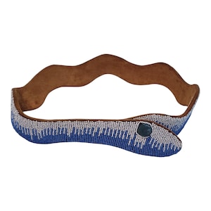 Vintage Snake Belt Hand Beaded Blue White Beads Genuine Leather Made in Kenya IMG-7703_3024x.heic?v=1734720729 main image 2