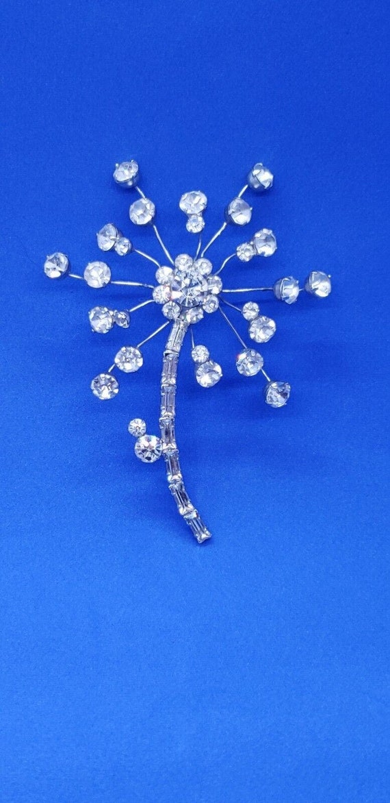 RARE Vintage Weiss Signed Brooch Flower HUGE Clear