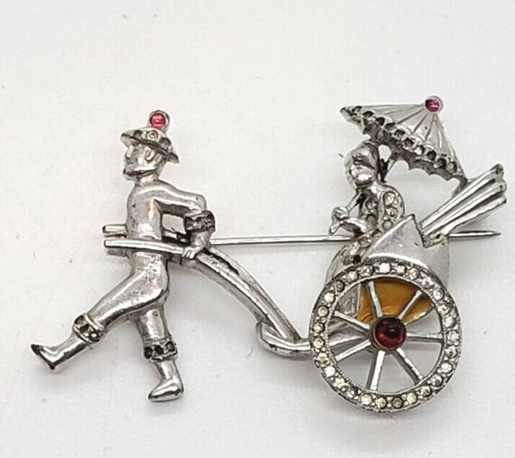 Vintage Rare Authentic DuJay Rickshaw Brooch Para… - image 1