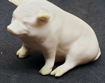 Vintage Belleek Ireland Porcelain Pig Figurine Cream Yellow Luster 6th Mark 1965-80