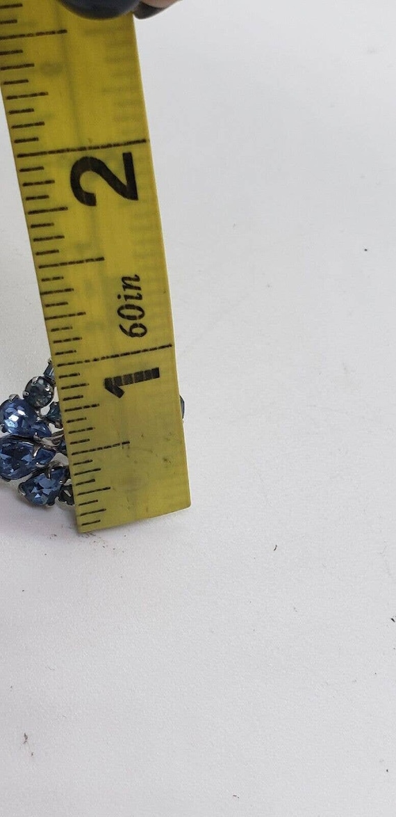 Vintage Earrings Rhinestone Baby Blue Rhodium Pla… - image 10