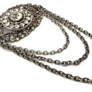 Vintage Brooch Victorian Assemblage Rhinestone Chains Filagree Victorian