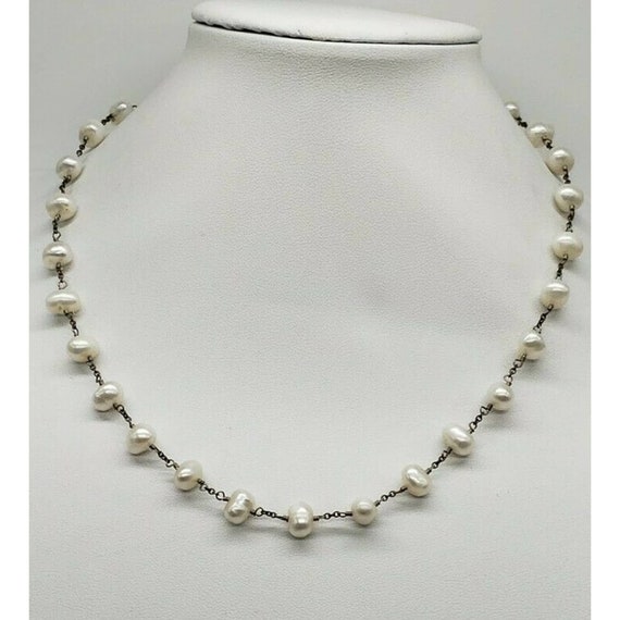 Vintage Necklace Genuine Pearl Natural White Baro… - image 1