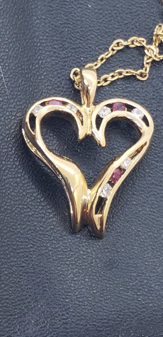 Ruby Heart Necklace 14k Gold Plate Genuine Ruby & 