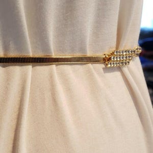 Vintage Rhinestone Gold Coil Stretch Belt Waist Chain Juliana Vintage Rhinestone Gold Coil Stretch Belt Waist Chain  main image 4