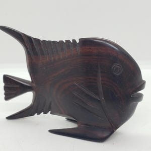Vintage Hand Carved Wood Fish Figurine Sculpture Folk Art Angel Rustic Home Decor Nautical Ocean Inspired Gift Hawaii Travel Souvenir Exotic