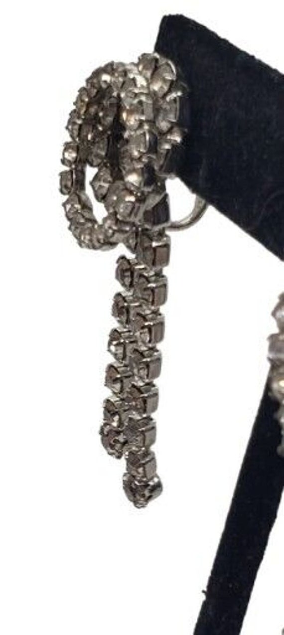 Vintage Rhinestone Earrings Clip Double Circle Lo… - image 8