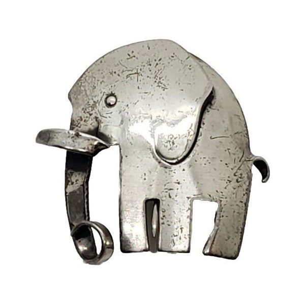 ORB Elephant Brooch MCM 825 Sterling Silver Otto Robert Bade Rebajes Brutalist