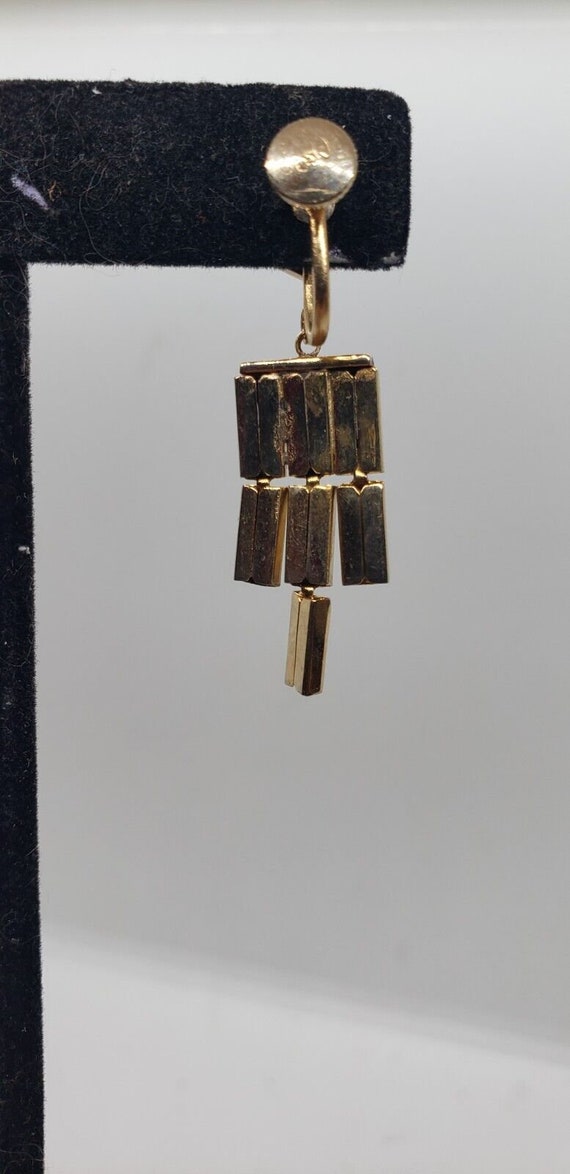 Vintage RARE CORO Gold Earrings Long Dangle MCM S… - image 4