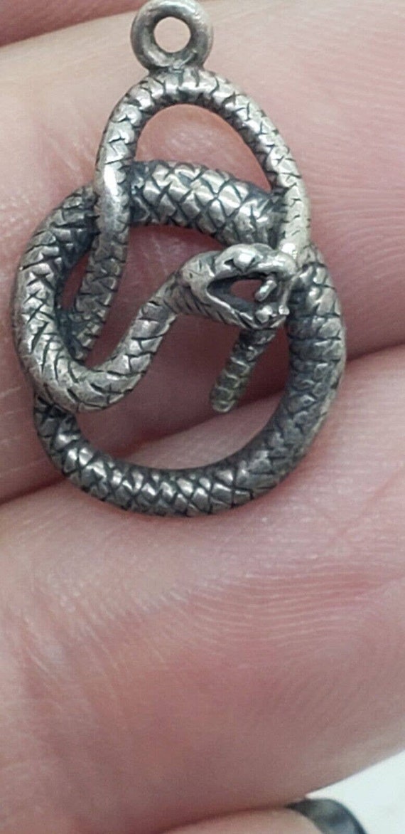 Solid 925 Sterling Silver Coiled Snake Serpent Pe… - image 3