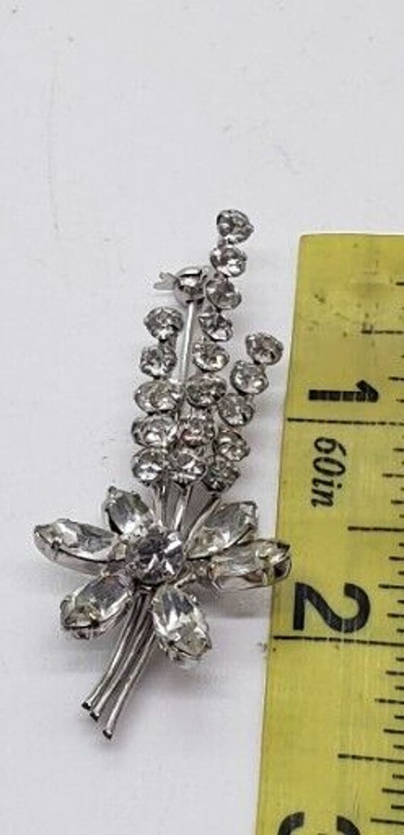 Vintage Clear Rhinestone Brooch Austria Long Stem… - image 10