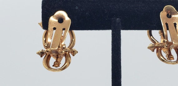 Vintage Gold Necklace Choker Earrings Rhinestone … - image 4